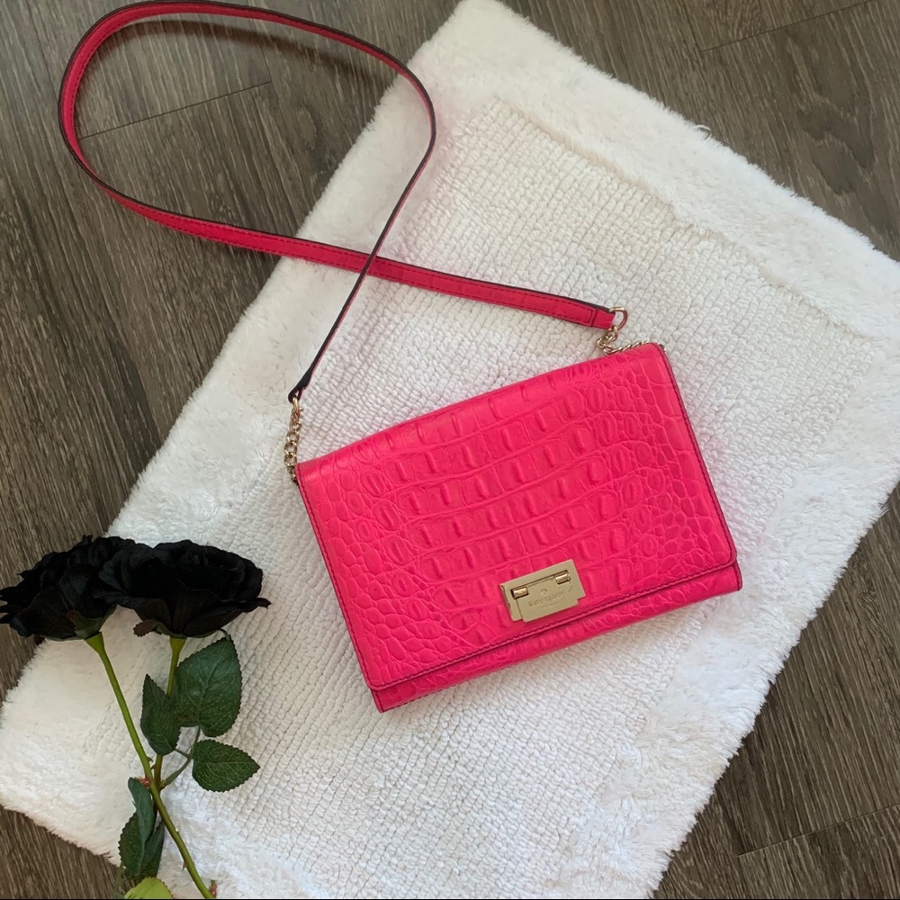 Kate Spade♠️ Bright Pink Alligator Crossbody Purse